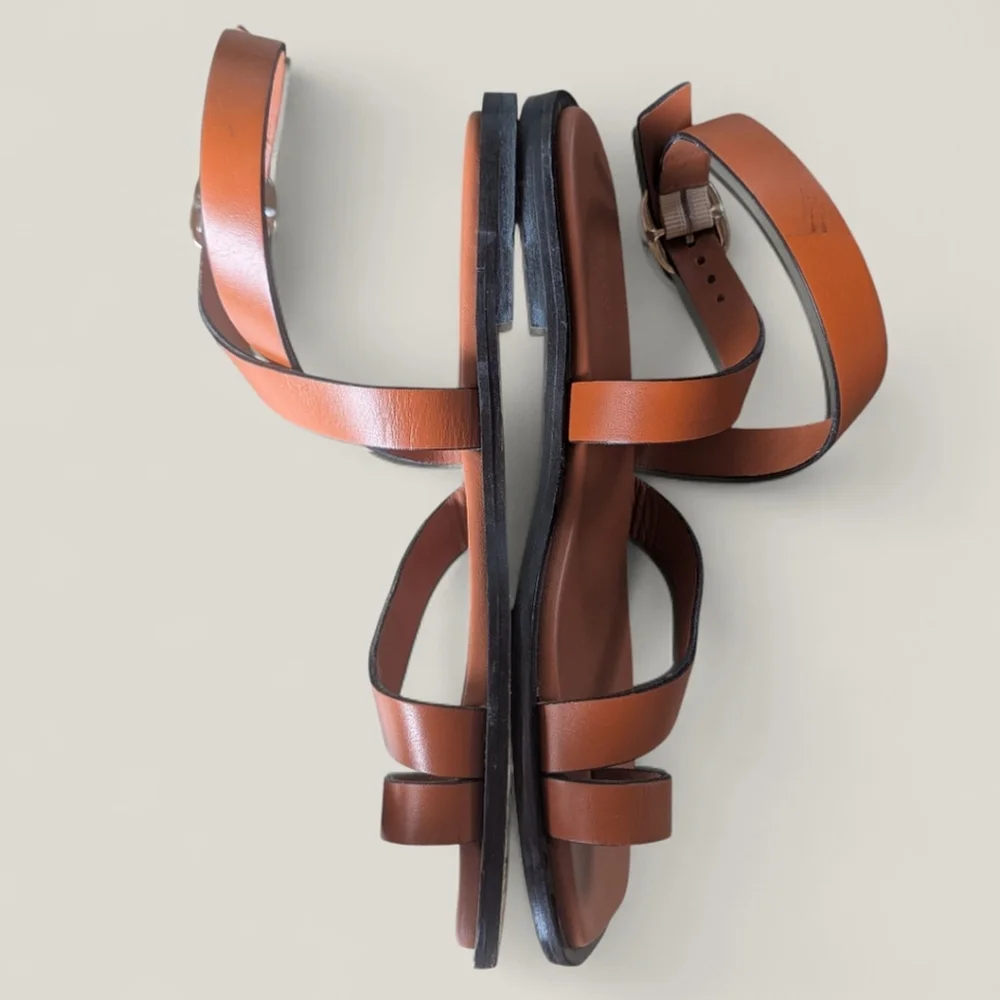 Everlane Italian Leather Wrap Sandals Sz 7 Classic Minimalist Style Adobe Brown - Picture 5 of 12